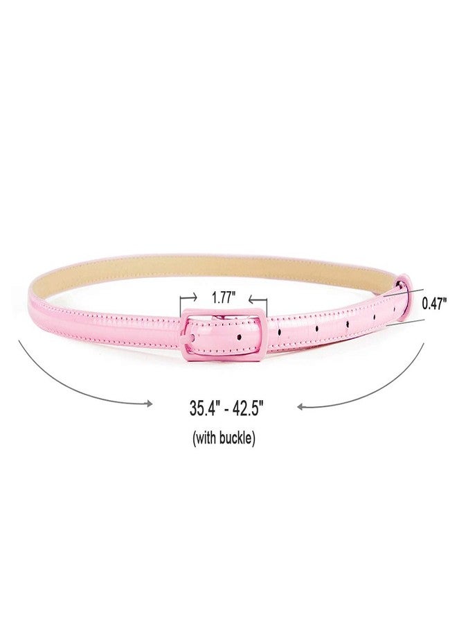 Selighting Women's Solid Color Faux Leather Skinny Belts for Dresses (One Size, Pink) - Image 3